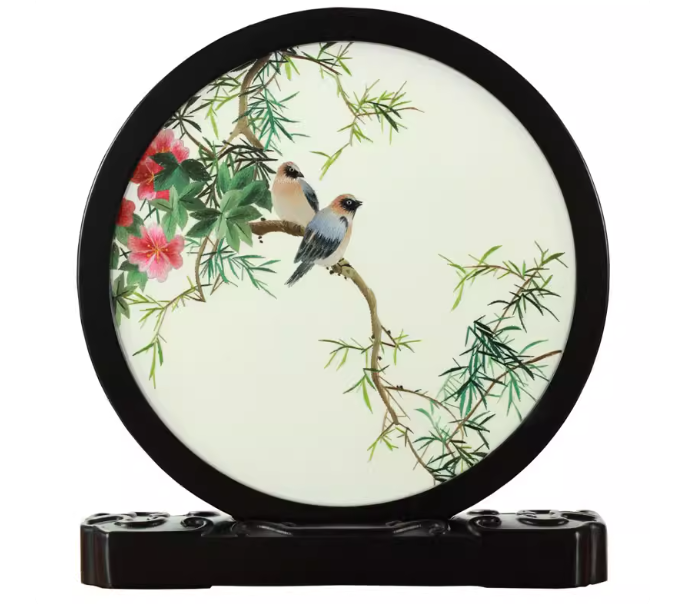 苏绣台屏工艺品摆件